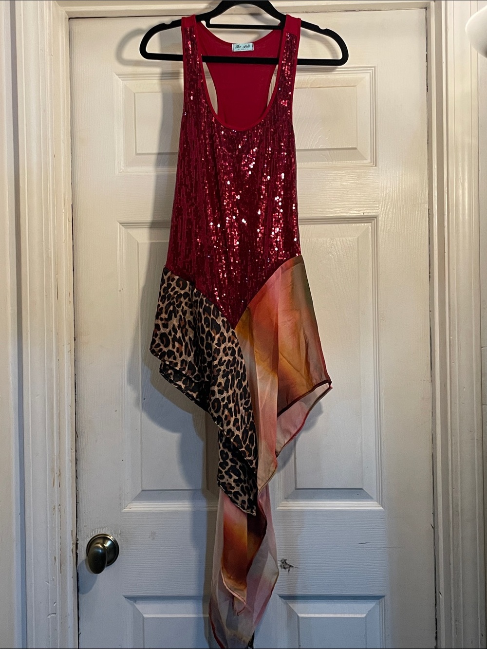 Zenana Outfitters Red & Black Mixed Fabric Top